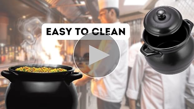 Buy E - Ezra Black Ceramic Cooking Pot with Lid Earthen Cooking